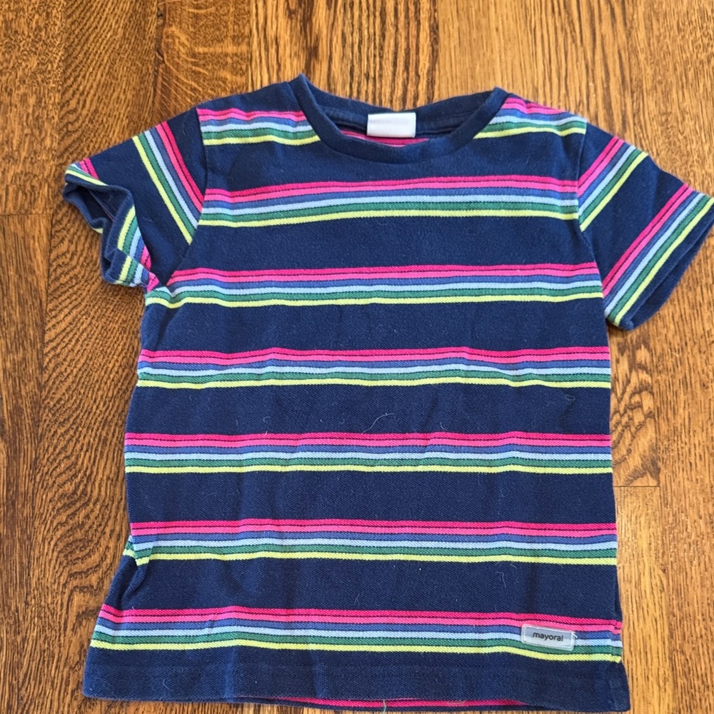 Mayoral Kids Striped T-Shirt - Blue, Pink, Green Size 2
